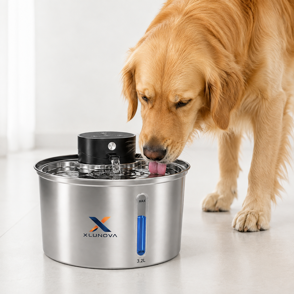 XLUNOVA Stainless Steel Cat Water Fountain